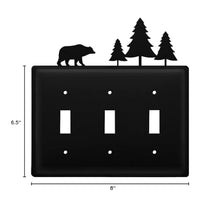 Load image into Gallery viewer, Village Wrought Iron Bear &amp; Pine Triple Switch Cover
