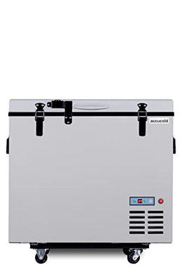 Summit Appliance SPRF86M2 Portable 12/24V Cooler Capable of Operation as Refrigerator (2-8°C) or Freezer (-12°C) with Insulated Cover, Interior Wire Basket, Lock, Strap Handle and Four Wheels