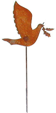 Village Wrought Iron Dove Rusted Garden Stake 35 Inches