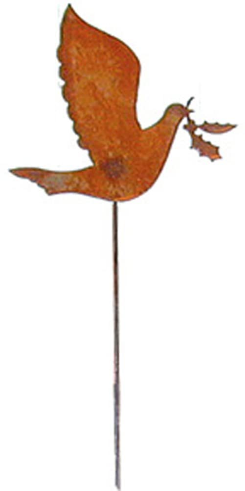 Village Wrought Iron Dove Rusted Garden Stake 35 Inches