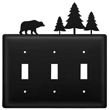 Load image into Gallery viewer, Village Wrought Iron Bear &amp; Pine Triple Switch Cover
