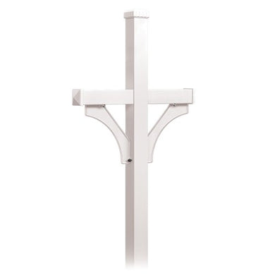 Salsbury Industries 4872WHT Deluxe Mailbox Post 2 Sided for Mailboxes, In-Ground Mounted, White