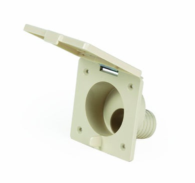 Camco RV Fill Spout with Door | Easy to Install | Colonial White (37102)