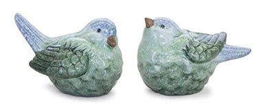 Melrose Terra Cotta Set of 2 Bird Statue with Green and Blue Finish 82835DS