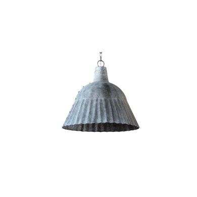 Park Hill Collection ELH81161 Fluted Galvanized Pendant Light Fixture, 18-inch Length