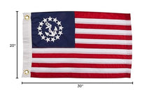 Load image into Gallery viewer, TaylorMade Sewn US Yacht Ensign Boat Flag, 20&quot; x 30&quot;, American Red, White &amp; Blue, Stars and Stripes, Marine Anchor Emblem, Embroidered Fade-Resistant Nylon Fabric, Brass Grommets - 8130
