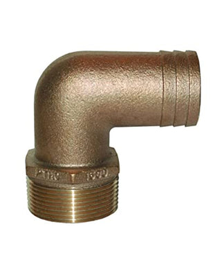 GROCO 3/4 NPT x 3/4 ID Bronze 90 Degree Pipe to Hose Fitting Standard Flow Elbow