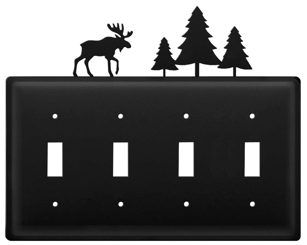 Village Wrought Iron Moose & Pine Quad Switch Cover