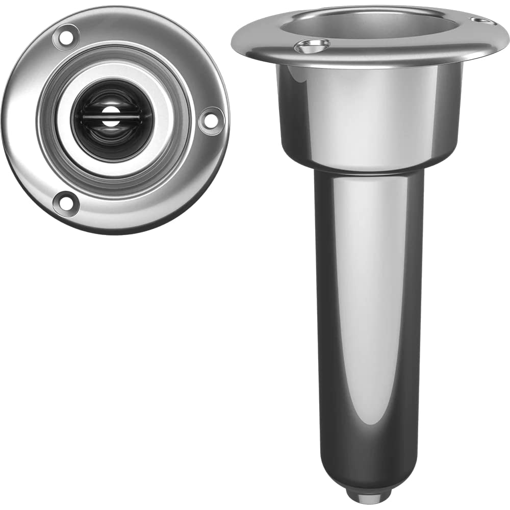 Mate Series Stainless Steel 0° Rod & Cup Holder - Drain - Round Top