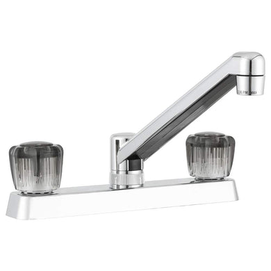 Dura Faucet RV Two Handle Kitchen Sink Faucet with Smoked Crystal Acrylic Knobs