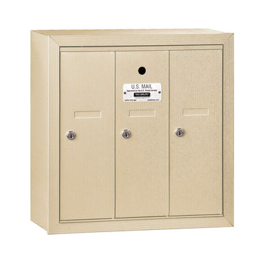 Salsbury Industries 3503SSU Surface Mounted Vertical Mailbox for use with USPS Lock, 3 Doors, Sandstone