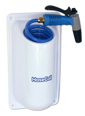 HoseCoil Side Mount Enclosure with 15' High Performance RV, Boat and Garden Hose