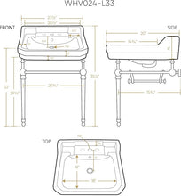 Load image into Gallery viewer, Whitehaus Collection WHV024-L33-3H-BN Console Sink, White/Brushed Nickel
