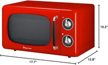Load image into Gallery viewer, Magic Chef MCD770CR 0.7 Cu Ft 700 Watt Retro Countertop Microwave Red Bundle with 2 YR CPS Enhanced Protection Pack (E99MAGMCD770CR)
