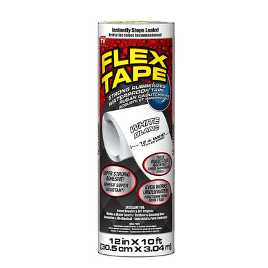 Flex Tape, 12 in x 10 ft, White, Original Thick Flexible Rubberized Waterproof Tape - Seal and Patch Leaks, Works Underwater, Indoor Outdoor Projects - Home RV Roof Plumbing and Pool Repairs