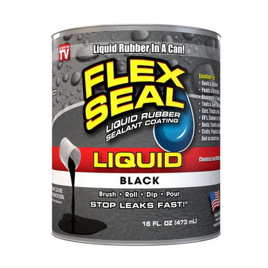 Flex Seal Liquid, 16 oz, Black, Liquid Rubber Coating Sealant, Waterproof, Flexible, Breathable, and UV Resistant, Roof Repair, Basements, RV, Campers, Trailers, Marine, EPDM, Masonry