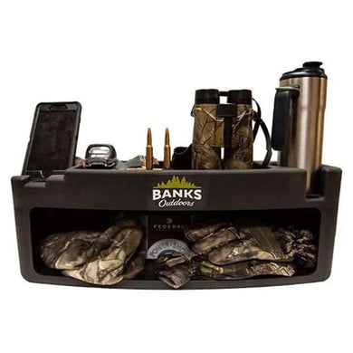 Banks Outdoors Blind Storage Wall Shelf with Rubber Lined Shelves and Stump Light for Banks Stump Blind, Hunting Gear, and Personal Belongings