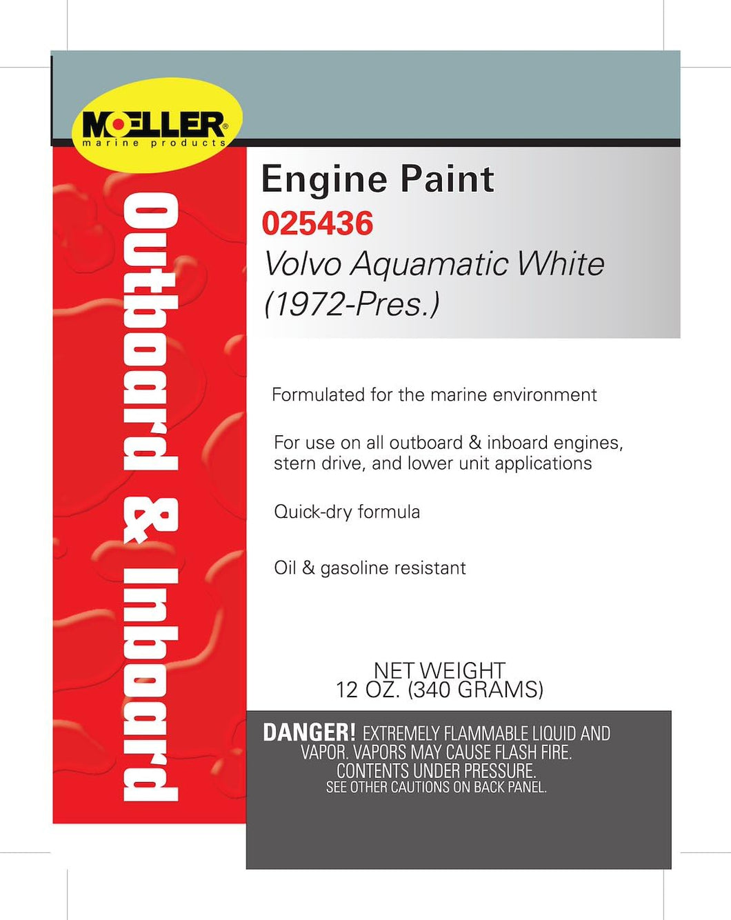 Moeller 025436 Volvo Aquamatic White 1989-UP Engine Spray Paint