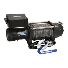 Load image into Gallery viewer, Superwinch 1515001 Tiger Shark 15000SR 12V DC Winch 15,000lb/6804kg Single Line Pull with Hawse Fairlead, 15/32&quot; x 78&#39; Synthetic Rope, Corded Handheld Remote
