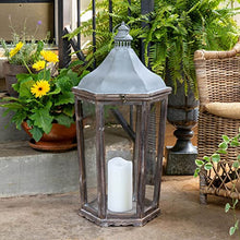 Load image into Gallery viewer, Wood &amp; Galvanized Metal Lantern, Large
