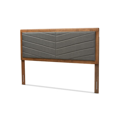 Baxton Studio Iden Modern and Contemporary Dark Grey Fabric Upholstered and Walnut Brown Finished Wood King Size Headboard