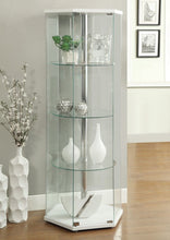 Load image into Gallery viewer, 4-shelf Hexagon Shaped Curio Cabinet White and Clear 950001
