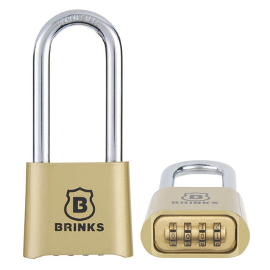 Brinks 671-49002 50mm 4-Dial Resettable Combination Lock with Chrome Plated Boron Steel Shackle and 2 3/8