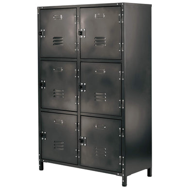 AllSpace 6 Door Steel Storage Locker with Dark Weathered Finish, Vintage, Industrial, for Home, Office, School, Dorm, Teen, Crafts, Shop, Vented, Lockable, Stackable, Durable - 240037T