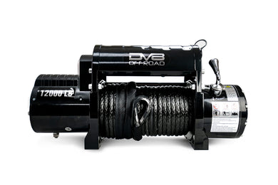 DV8 Offroad | WB12SR | Recovery Winch | Synthetic Rope with Hawse Fairlead | 12,000 Line Pull Rating | 6.0HP Motor | 3-Stage Planetary Gears in 265:1 Ratio | Dual Remotes Included