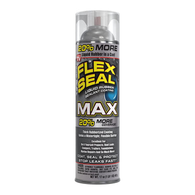 Flex Seal MAX, 17 oz, 1-Pack, Clear, Stop Leaks Instantly, Waterproof Rubber Spray On Sealant Coating, Perfect for Gutters, Wood, RV, Campers, Roof Repair, Skylights, Windows, and More