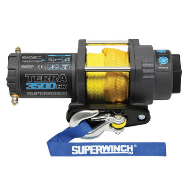 Superwinch 1135270 Terra 3500SR Powersports Winch 12V DC 3,500lb/1588kg Single Line Pull UTV/ATV with Hawse Fairlead, 7/32