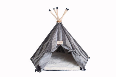 Armarkat Cat Bed Model C56HBS/SH, Teepee Style with Stripped Pattern, Gray 35 x 35 x 29