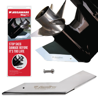 Megaware SkegPro 663 - Protects Against Damage from Ramp Dragging, Rocks, Debris and Submerged Objects - Stainless Steel Skeg Protector - Fits Yamaha Motors - See Listing Details