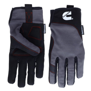 Cummins Mechanic Glove - Gray and Black Synthetic Leather Anti-Vibration Anti-Abrasion Work Gloves for Men All Season, XL