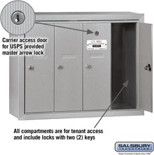 Load image into Gallery viewer, Salsbury Industries, Aluminum 3504ASU Surface Mounted Vertical Mailbox with 4 Doors and USPS Access
