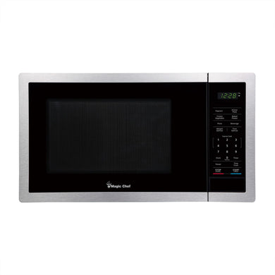 Magic Chef 900 Watts 0.9 Cubic Feet Small Countertop Microwave Oven for Compact Spaces with 6 Pre Programmed Cooking Modes, Stainless Steel