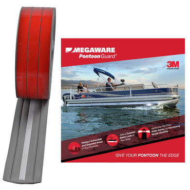 Megaware Keelguard Pontoon Guard - Protects Exposed Areas of Your Pontoon from Dents and Scrapes - 3M Reflective Strip - Boat Tube and Log Bumper Guard - 40 Ft Kit - Pontoon up to 25 Ft (Gray)