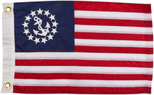Load image into Gallery viewer, TaylorMade Sewn US Yacht Ensign Boat Flag, 20&quot; x 30&quot;, American Red, White &amp; Blue, Stars and Stripes, Marine Anchor Emblem, Embroidered Fade-Resistant Nylon Fabric, Brass Grommets - 8130
