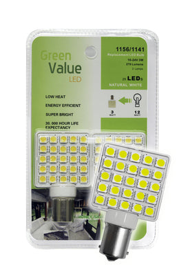 Green Value LED 25007V Natural White 2-Pack LED Replacement Light Bulb Wedge Base Without Lens (1156/1141 Base)