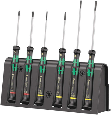 Wera - 5118150001 2035/6 A Kraftform Micro Slotted/Phillips Electronics Screwdriver Set and Rack, Multi, 6-Pieces