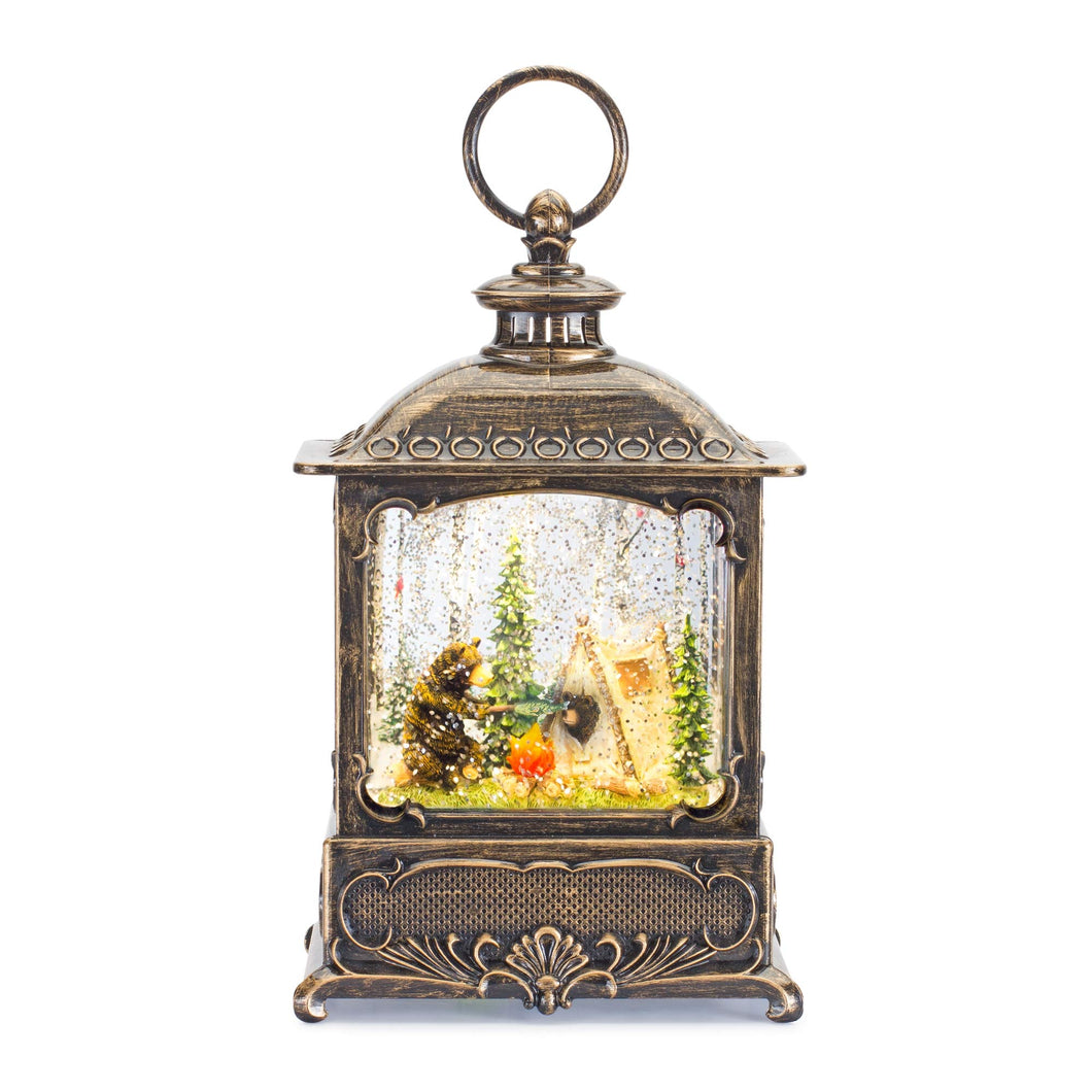 Melrose 83884 Snow Globe with Bear Camp Fire, 10-inch Height, Plastic