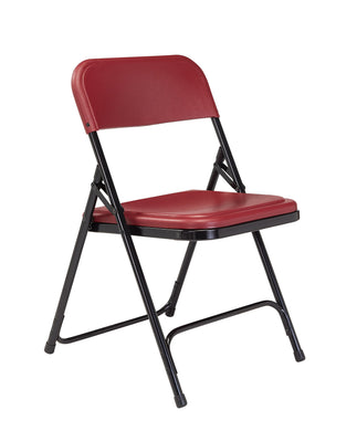 National Public Seating 800 Series Steel Frame Premium Light Weight Plastic Seat and Back Stacking Folding Chair with Double Brace, 480 lbs Capacity, Burgundy