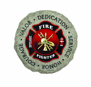 Spoontiques Firefighter Stepping Stone - Garden Décor - Decorative Stone for Patio Home Lawn and Yard