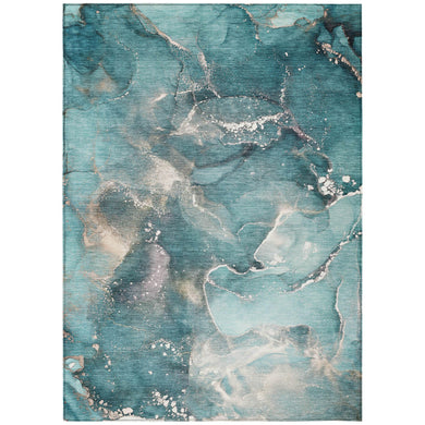 Addison Rugs Chantille ACN518 Teal 5' x 7'6 Indoor Outdoor Area Rug, Stain Resistant, Machine Washable, Non Shedding, Bedroom, Living Room, Dining Room, Kitchen Rug