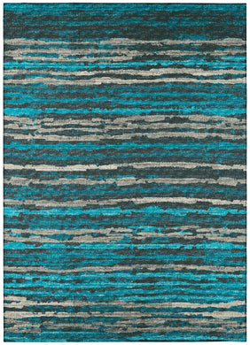 Addison Rugs Bravado ABV34 Peacock Washable 8' x 10' Indoor Outdoor Area Rug, Easy Clean, Machine Washable, Non Shedding, Bedroom, Entry, Living Room, Dining Room, Kitchen, Patio Rug