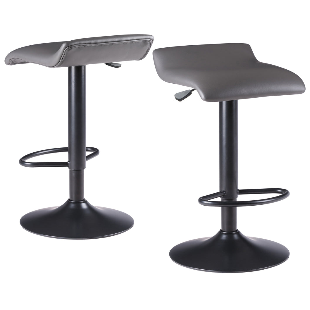 Tarah 2-Pc Adjustable Swivel Seat Stool Set, Black and Slate Gray