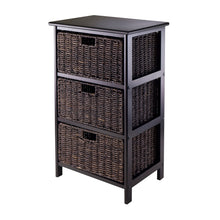 Load image into Gallery viewer, Omaha Storage Rack with 3 Foldable Corn Husk Baskets, Black and Chocolate
