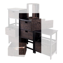 Load image into Gallery viewer, Omaha Storage Rack with 3 Foldable Corn Husk Baskets, Black and Chocolate
