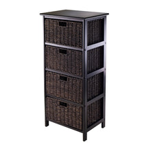 Load image into Gallery viewer, Omaha Storage Rack with 4 Foldable Corn Husk Baskets, Black and Chocolate
