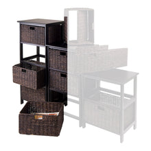 Load image into Gallery viewer, Omaha Storage Rack with 4 Foldable Corn Husk Baskets, Black and Chocolate
